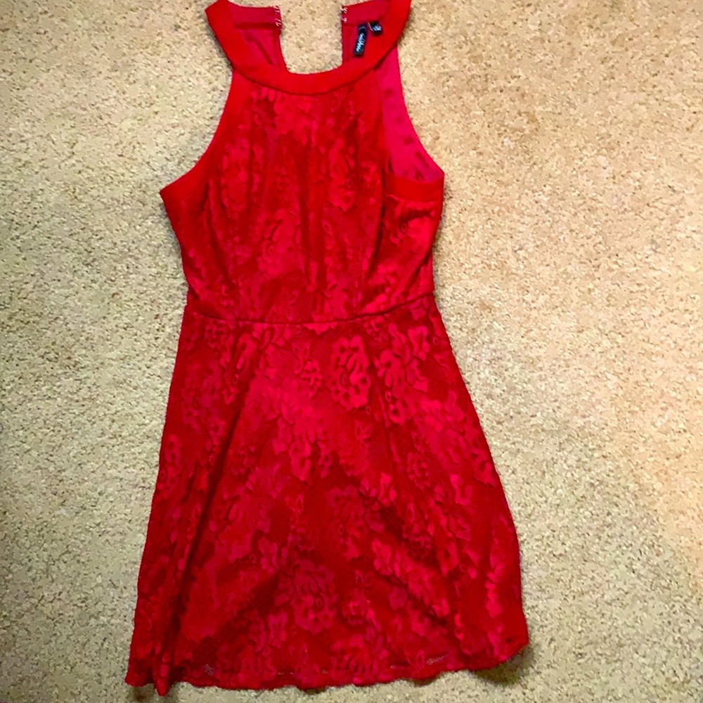 Red lace dress